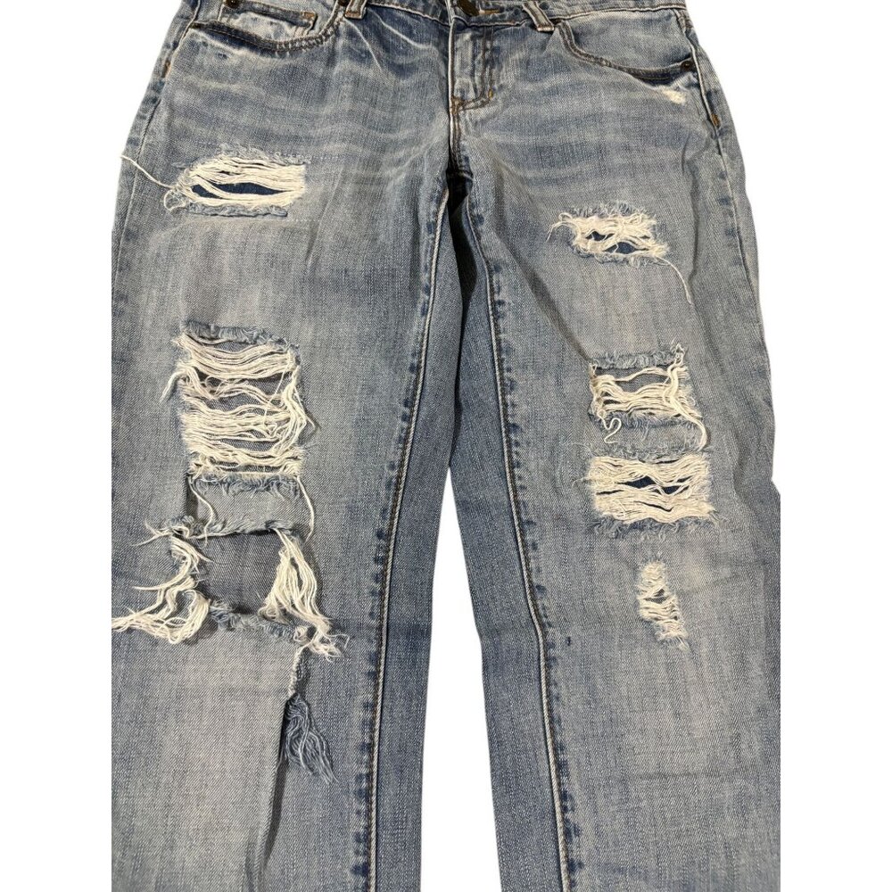 Gap 4/27 Sexy Boyfriend Ripped Distressed Cuffed Denim Jeans - Picture 4 of 9